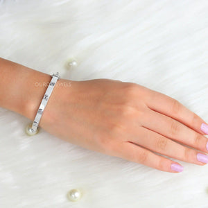 Emerald Cut Bezel Set Diamond Bangle