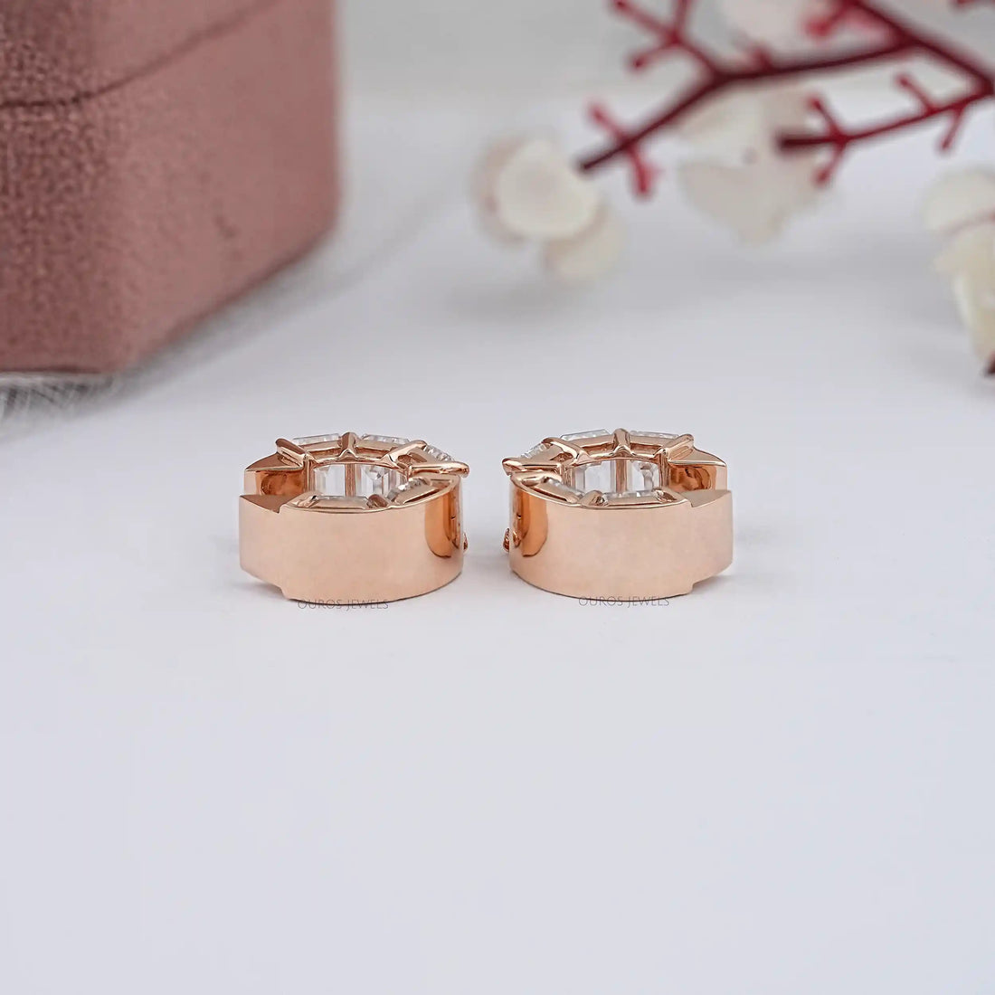 Lab Grown Emerald Cut Huggies Earrings Earring