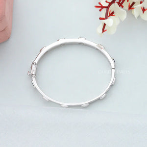 Emerald Cut Bezel Set Diamond Bangle