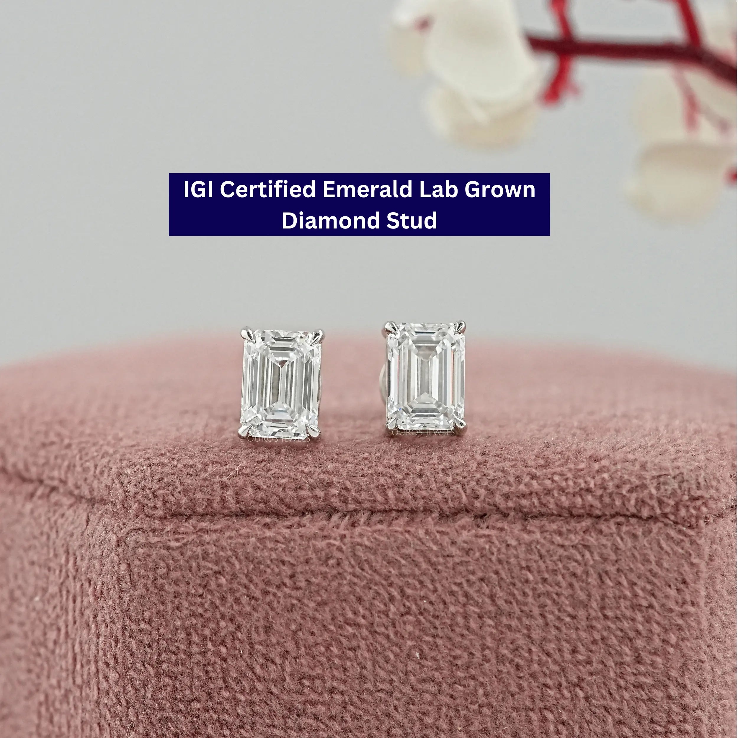 Emerald Cut Lab Diamond Stud Earrings