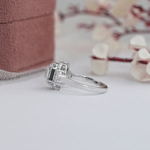 Three Stone Emerald Cut Lab Diamond Ring