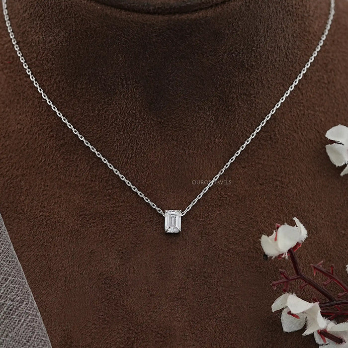 Emerald Cut Lab Grown Diamond Solitaire Pendant