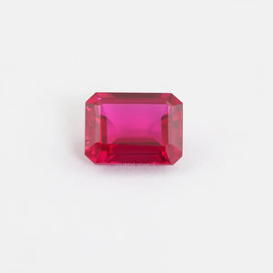 emerald cut red ruby lab created gemstone