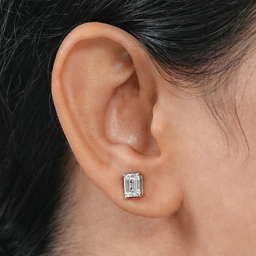 Emerald Cut Lab Diamond Stud Earrings