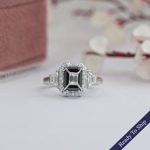 Three Stone Emerald Cut Lab Diamond Ring