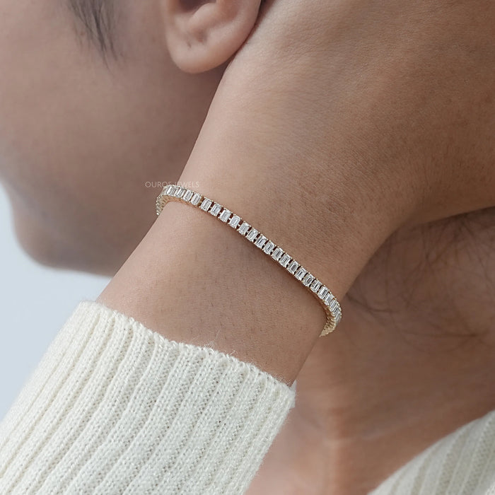 Lab Grown Emerald Cut Diamond Bracelet