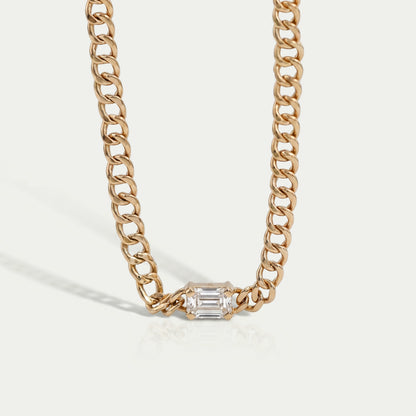 Emerald Cut Cuban Link Necklace For Men's Necklaces
