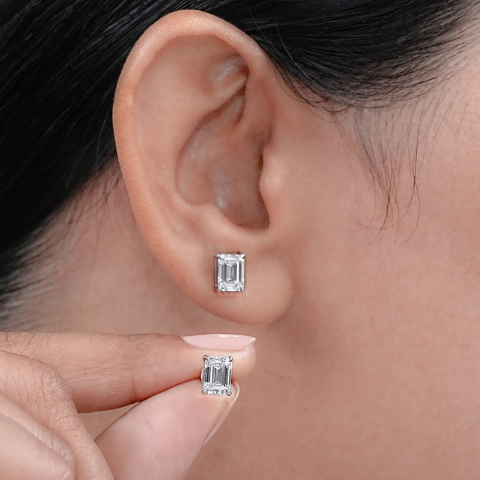 Emerald Cut Lab Diamond Stud Earrings