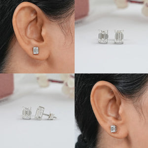 Emerald Cut Lab Diamond Stud Earrings