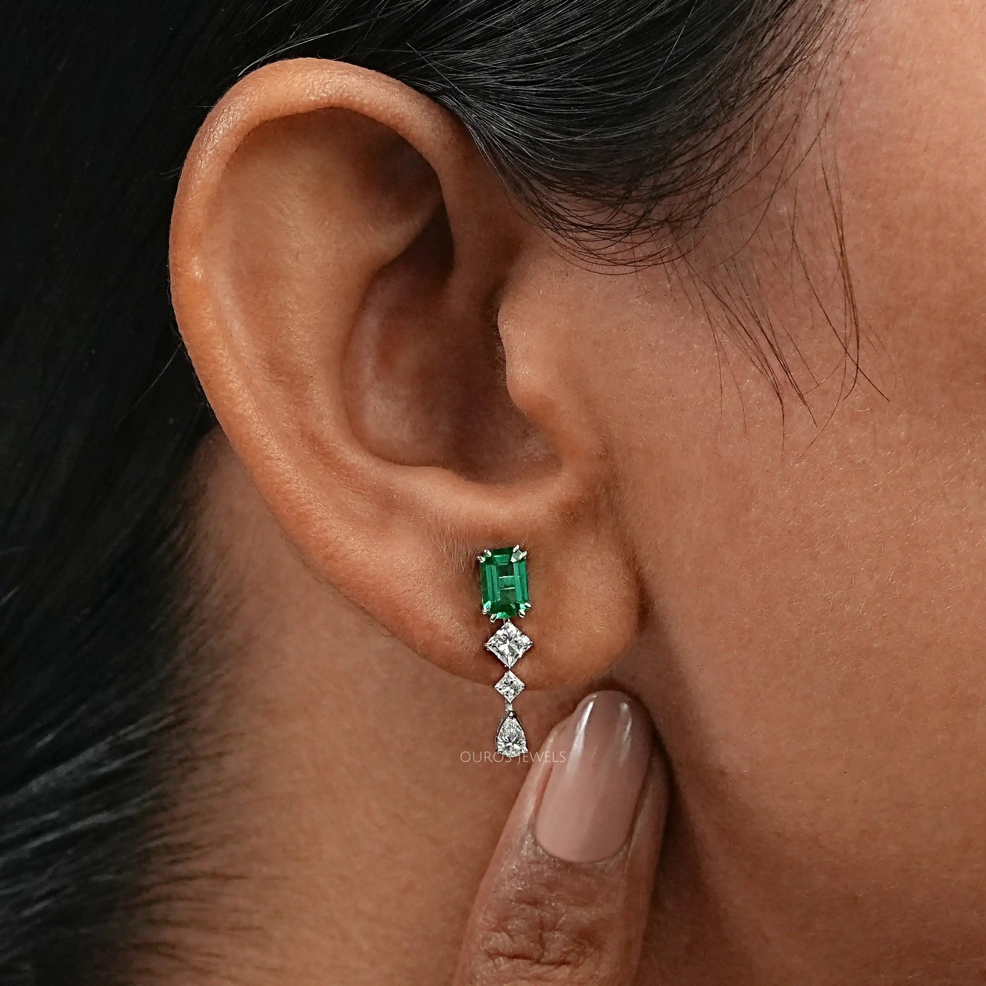 Gemstone Emerald Multi Shape Drop Earrings Earring