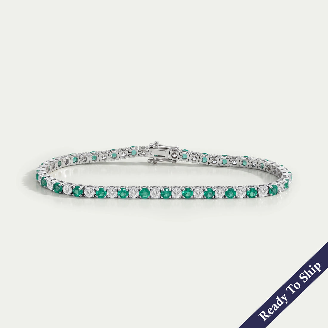 Green Round Gemstone And Lab Diamond Tennis Bracelet Bracelet