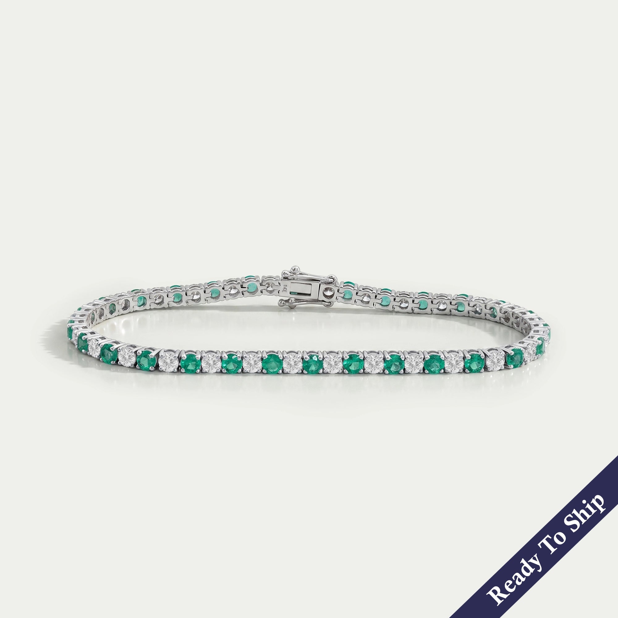 Green Round Gemstone And Lab Diamond Tennis Bracelet Bracelet