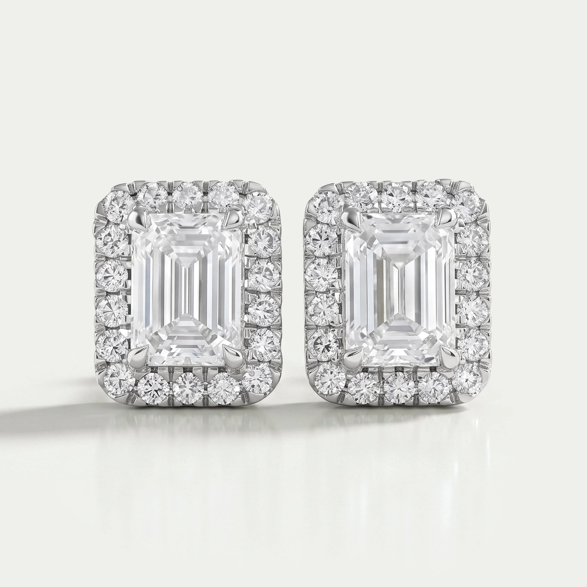 Emerald Lab Diamond Halo Stud Earrings Earring