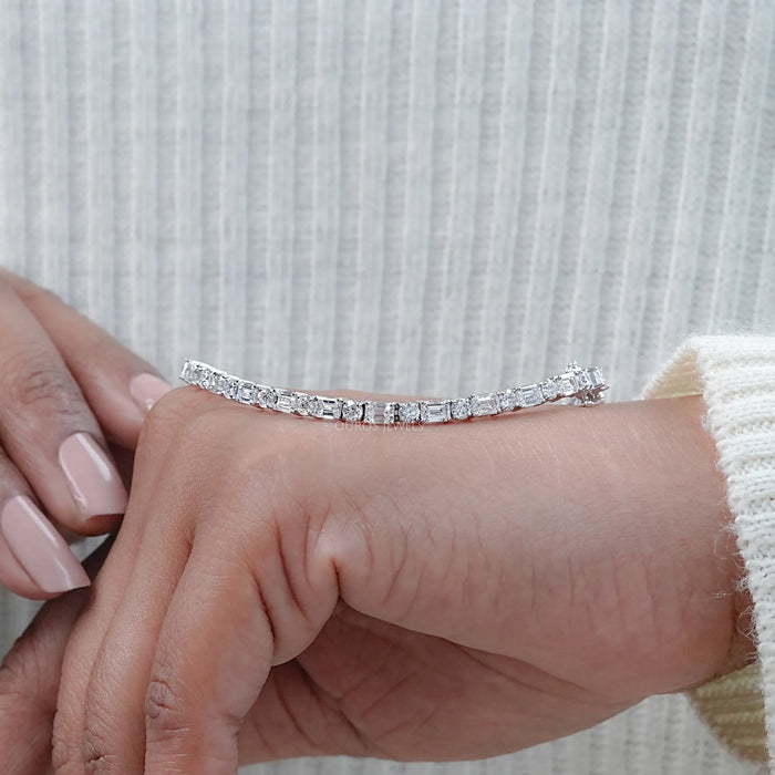 Emerald And Round Lab Diamond Tennis Bracelet