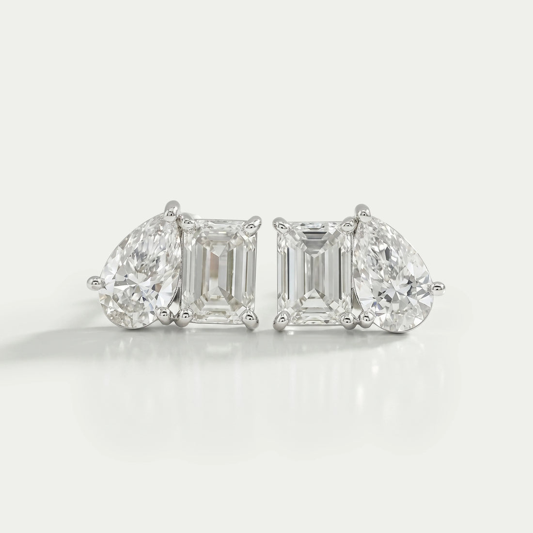 Pear and Emerald Lab Diamond Toi Et Moi Stud Earrings