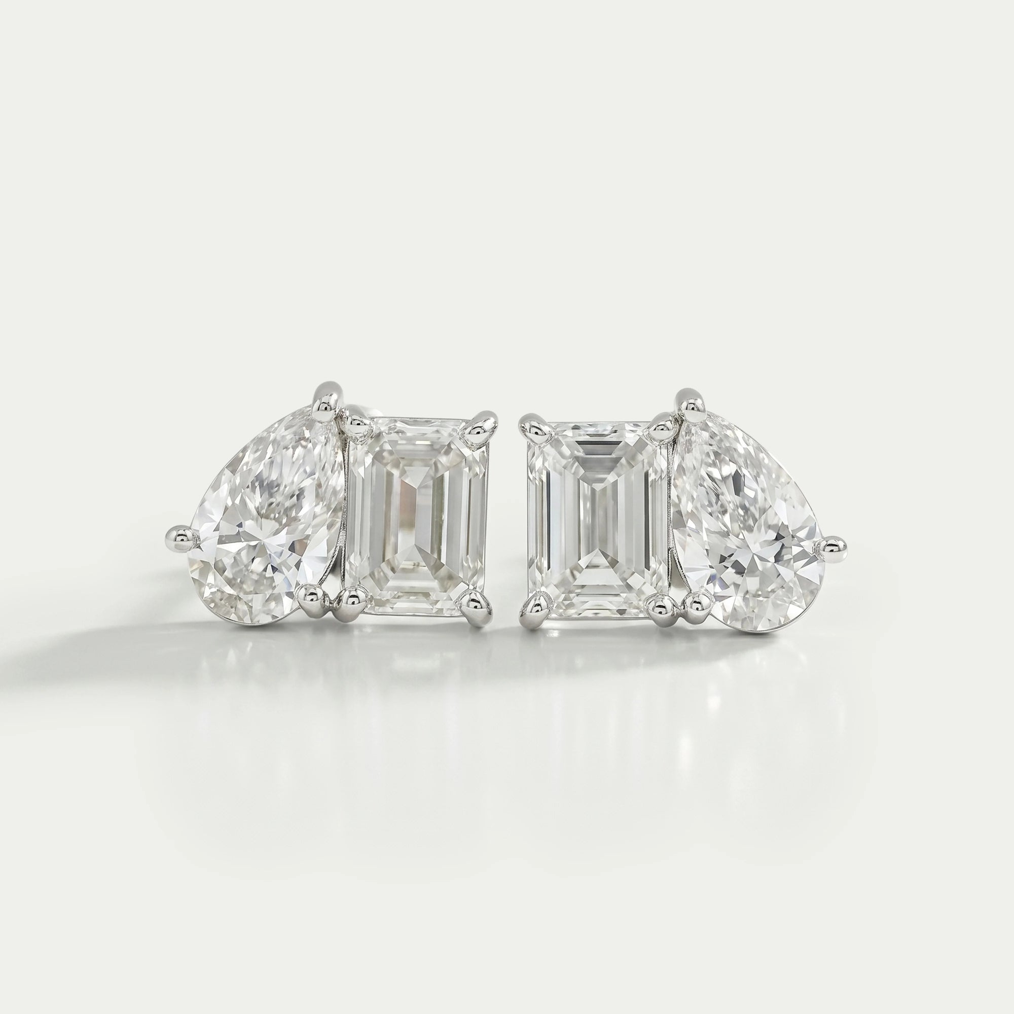 Pear and Emerald Lab Diamond Toi Et Moi Stud Earrings