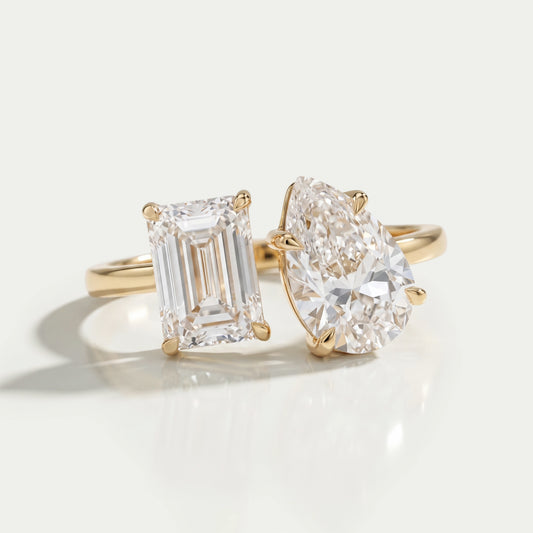 Toi Et Moi Emerald Diamond Engagement Ring Ring