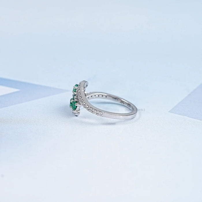 Emerald Cluster And Round Bypass Ring