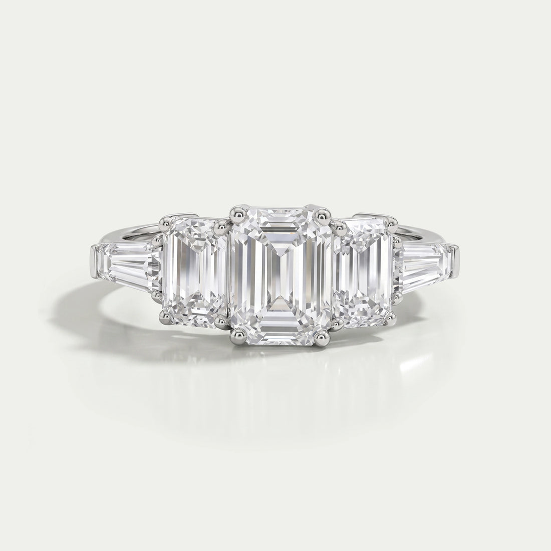 Emerald Lab Diamond Five Stone Engagement Ring Rings