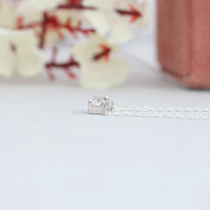 Single Emerald Cut Lab Grown Diamond Pendant