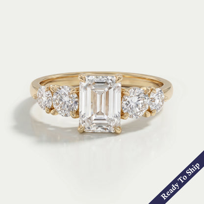 Emerald Lab Diamond Five Stone Engagement Ring Rings