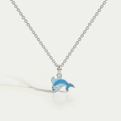 Blue Enamel Dolphin Charm Kids Pendant