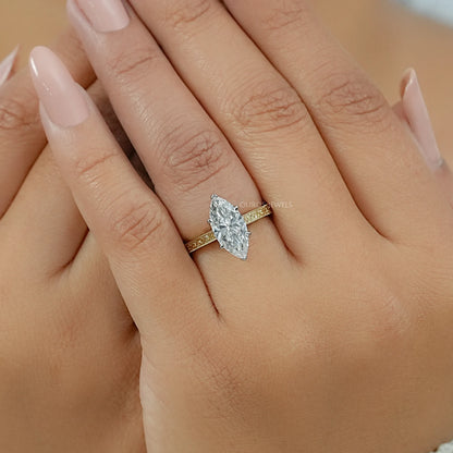 Marquise Lab Diamond Engraving Ring Ring