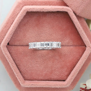 Emerald Cut Lab Diamond Full Eternity Wedding Band