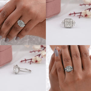 Three Stone Square Diamond Ring