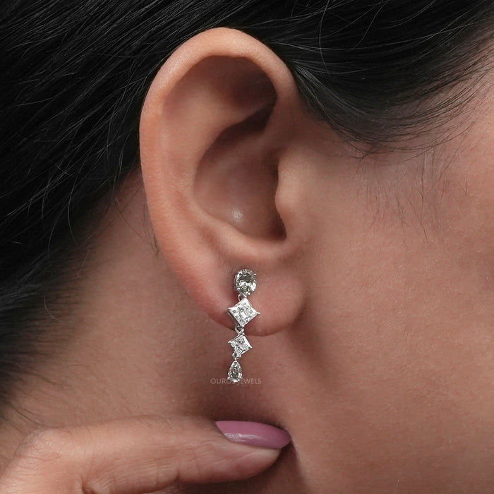 Multi Shape Lab Diamond Drop Earrings