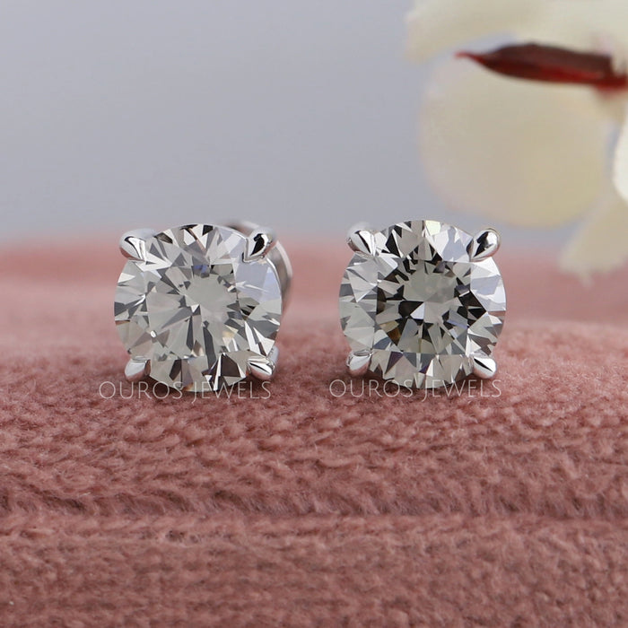 Round Cut Lab Grown Diamond Stud Earrings