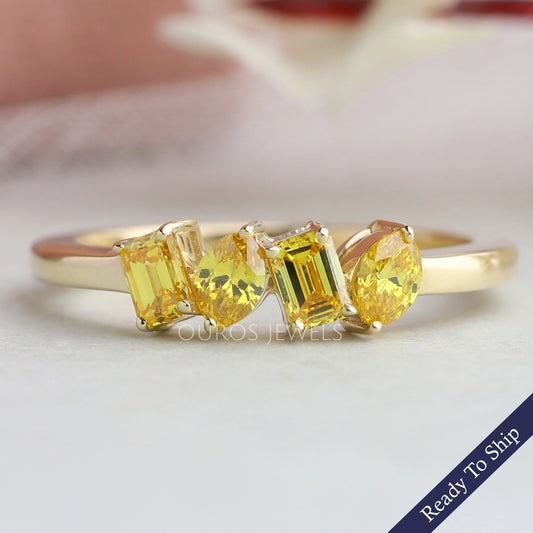 Yellow Marquise And Emerald Diamond Ring