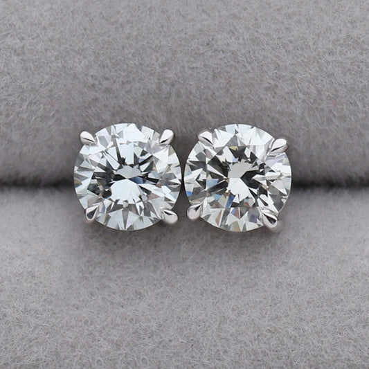 Round Shape Light Green Lab Diamond Stud Earring