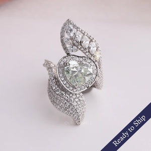 [Heart Diamond Vintage Engagement Ring]-[Ouros Jewels]