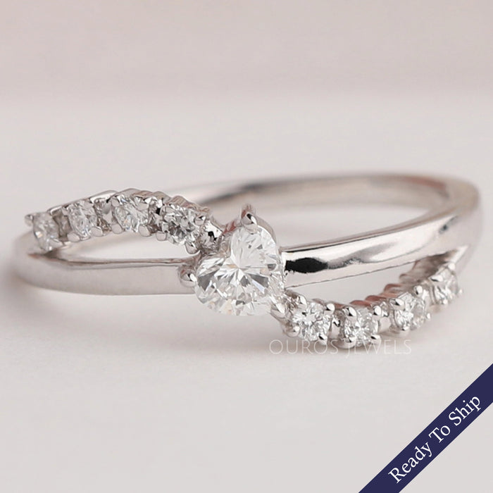 Heart Cut Solitaire Accent Engagement Ring