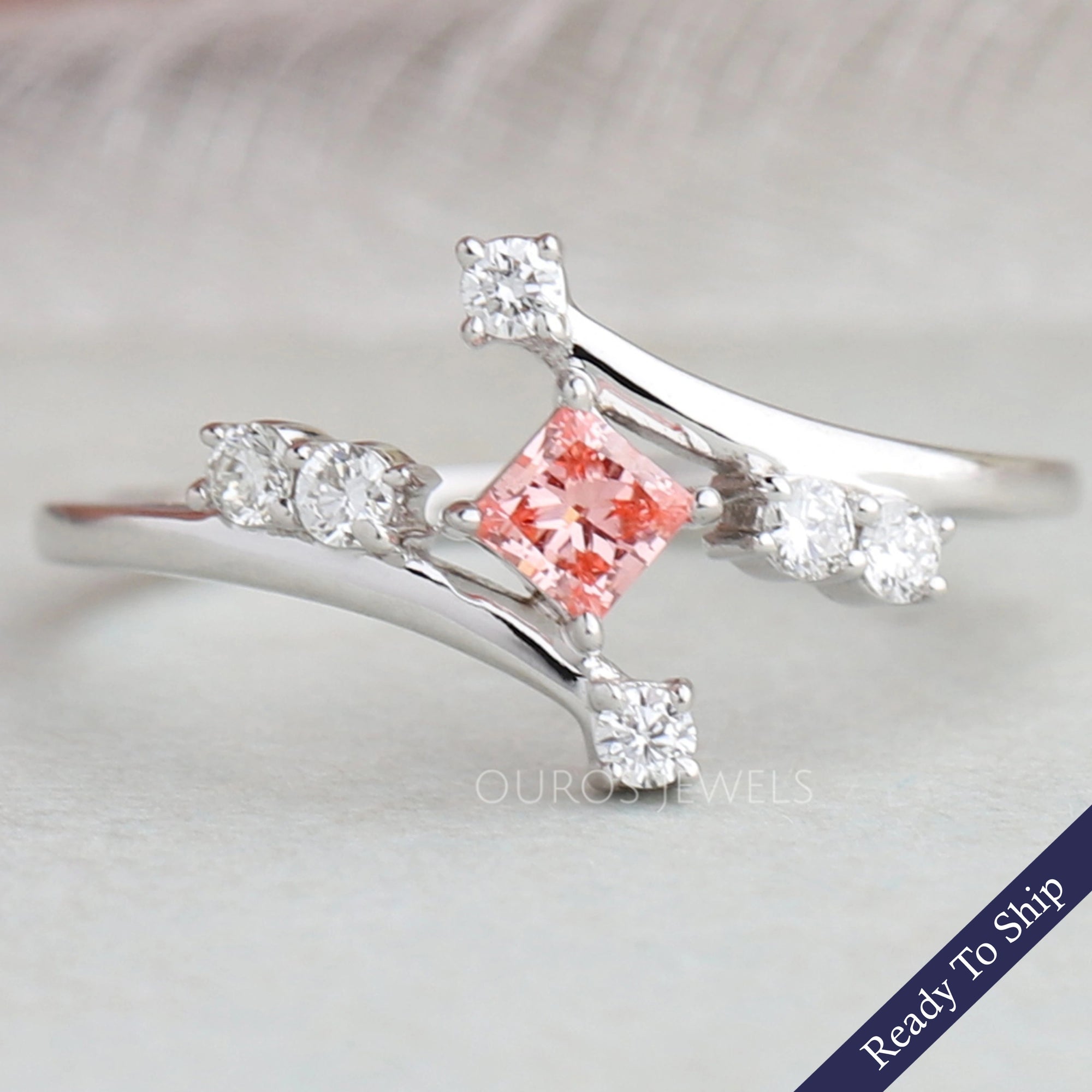 Pink Princess Diamond Bypass Ring