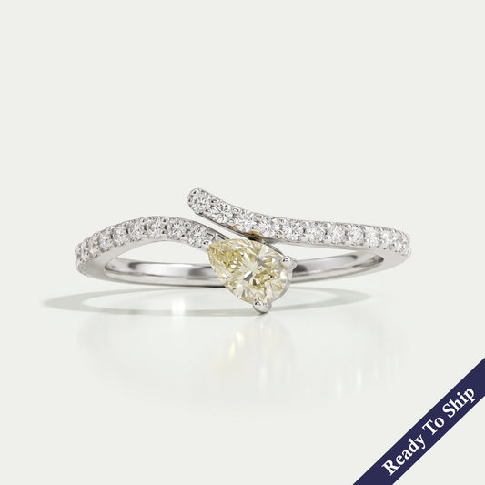 Yellow Pear Diamond Bypass Ring