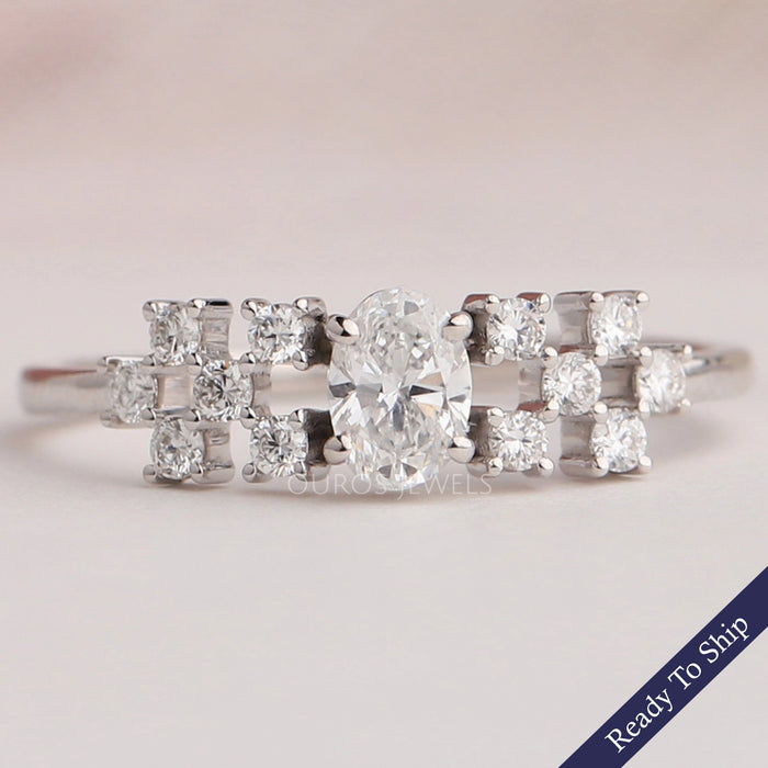 Oval Cut Cluster Diamond Ring