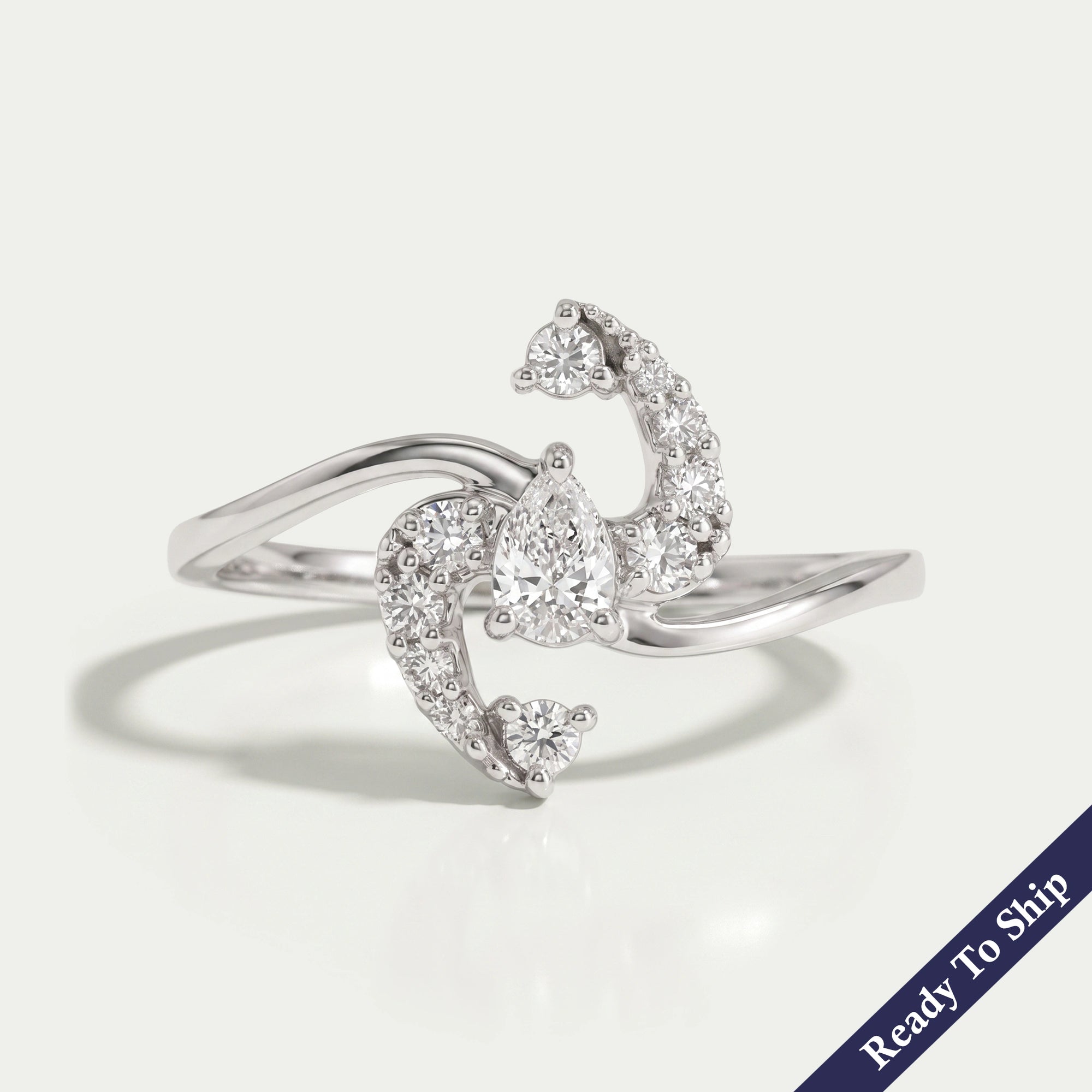 Pear Cut Lab Cluster Diamond Bypass Ring