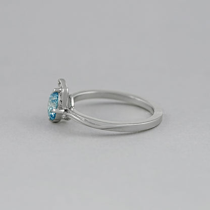 Fancy Blue Round Diamond Cat Ring Ring