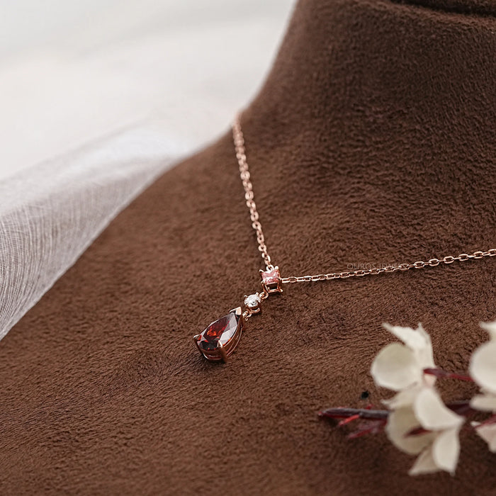Red Pear Cut Lab Diamond Pendant