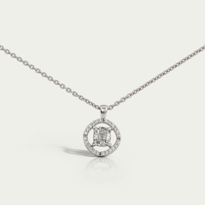 Fancy Olive Cushion Cut Halo Pendant Necklaces