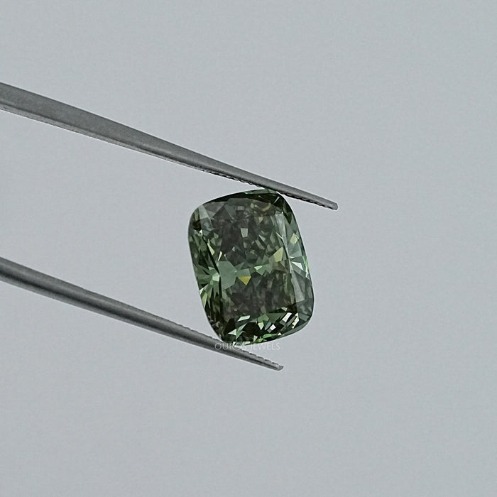 Fancy Deep Green Cushion Lab Diamond