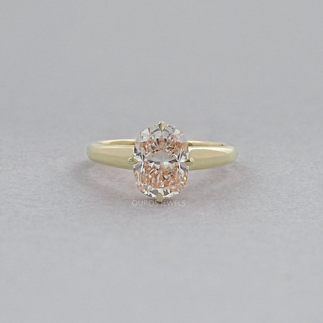 Fancy Intense Pink Cushion Cut Hidden Halo Ring Ring