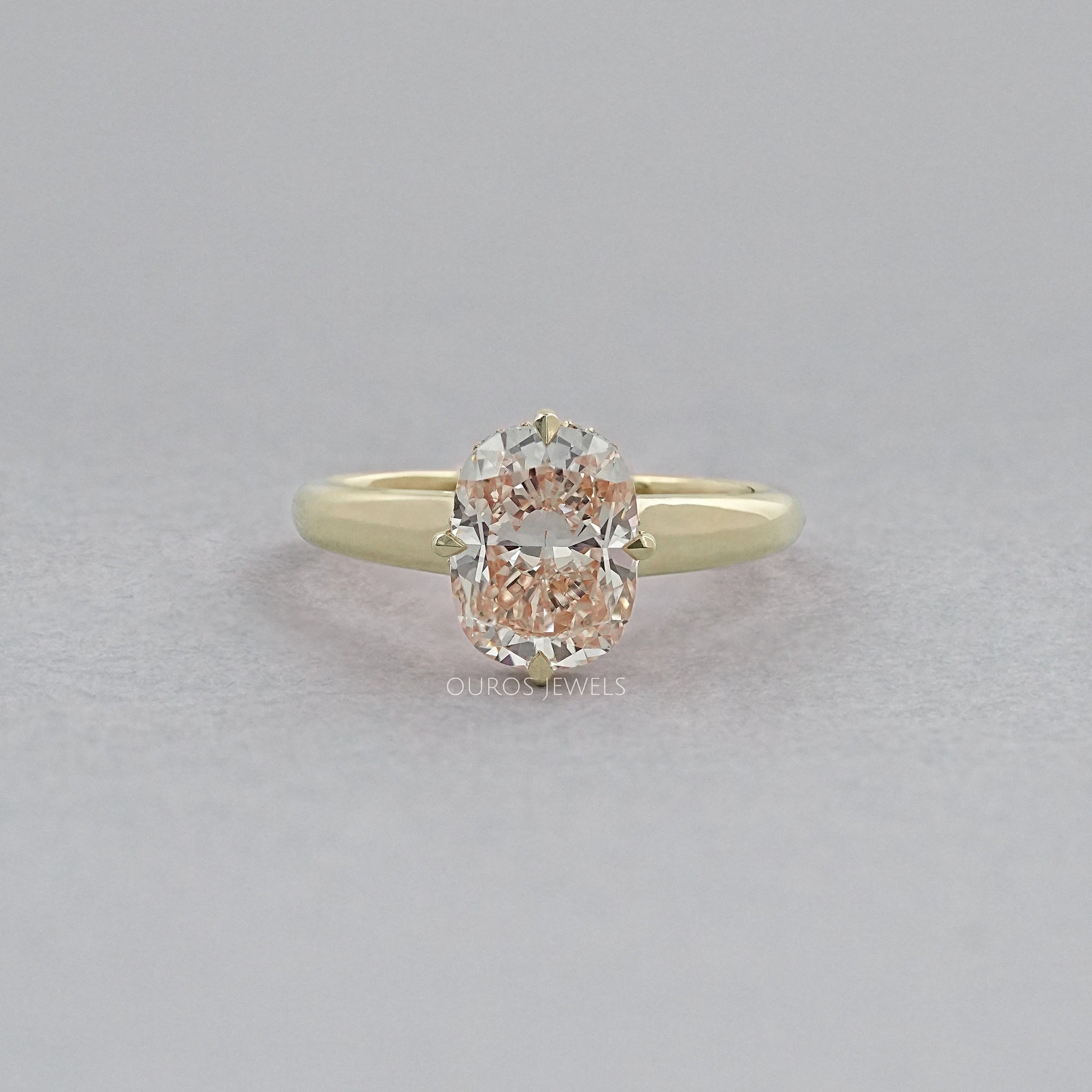 Fancy Intense Pink Cushion Cut Hidden Halo Ring Ring