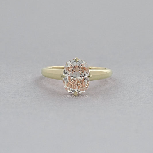 Fancy Intense Pink Cushion Cut Hidden Halo Ring Ring