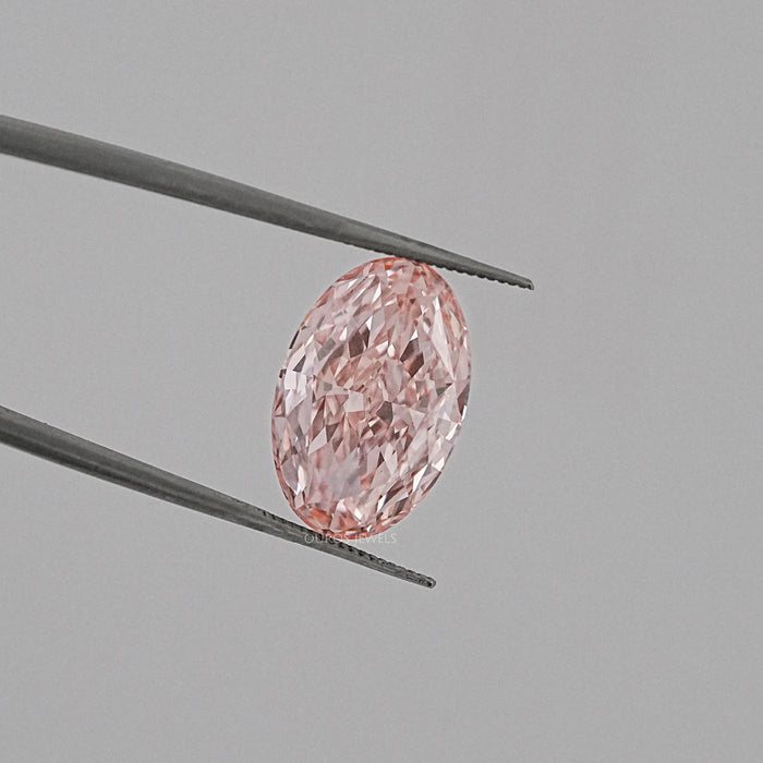 Pink Oval Cut Lab Diamond With Fancy Intense