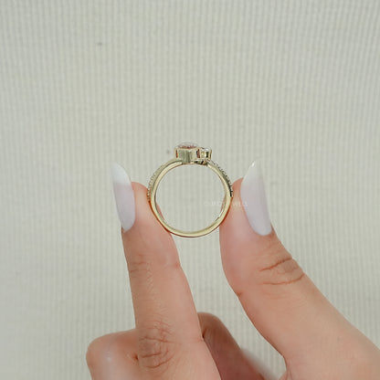 Fancy Vivid Pink Marquise Diamond Accent Bypass Ring Ring