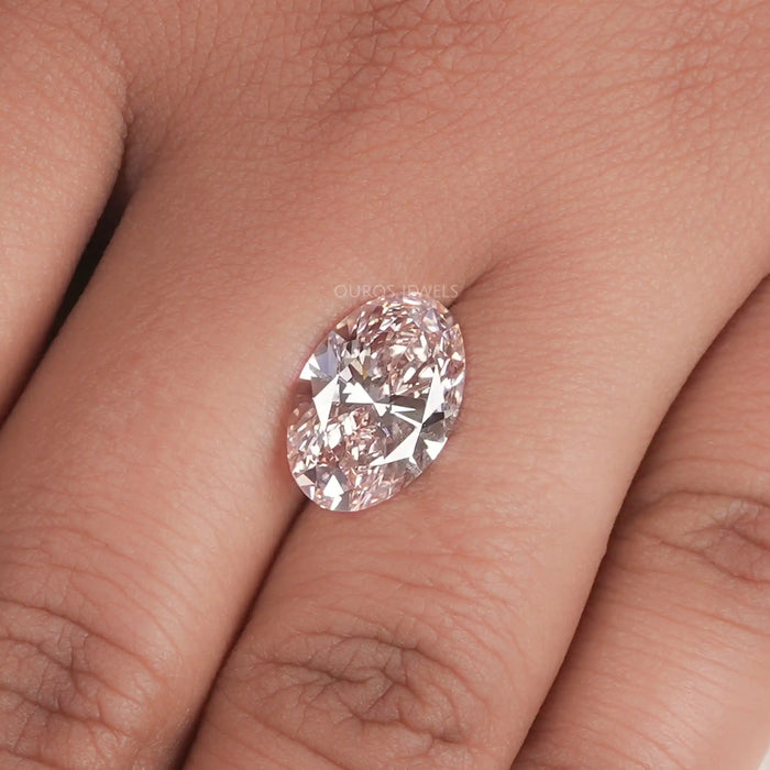 Pink Oval Cut Lab Diamond With Fancy Intense