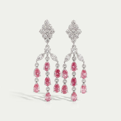 Fancy Pink Pear Chandelier Earrings Earrings